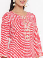 Yufta Red Printed Kurta | Grocsy