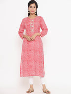 Yufta Red Printed Kurta | Grocsy
