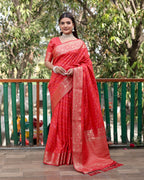 Lorenvalley Premium Bandhej Patola Silk Sarees with kanchi Borders and Contrast Zari Weaving borders Saree - Red | Grocsy