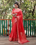 Lorenvalley Premium Bandhej Patola Silk Sarees with kanchi Borders and Contrast Zari Weaving borders Saree - Red | Grocsy