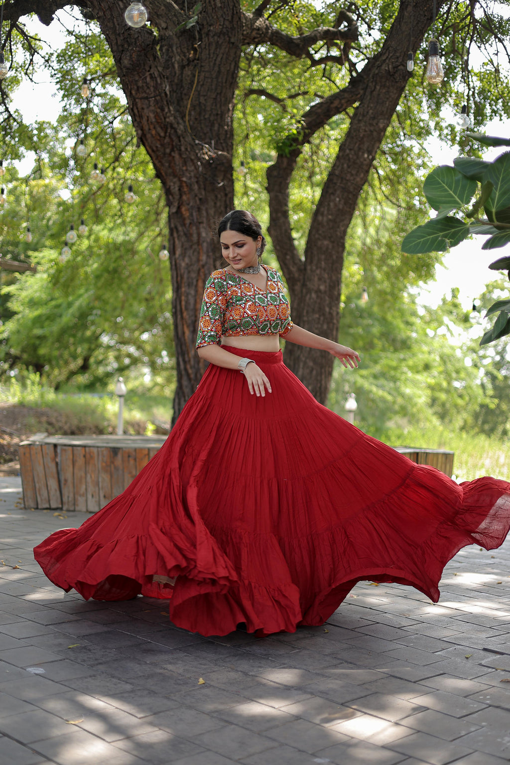 Lorenvalley Red Premium Rayon Lehenga with Georgette Embroidered Traditional Thread work Choli | Grocsy