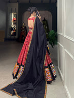 Lorenvalley Red Pure Cotton Lehenga Choli Embellishes With Gamthi Work And Mirror Work Touch Up To Make Everyone Feel The Stories Of Navratri Traditions | Grocsy