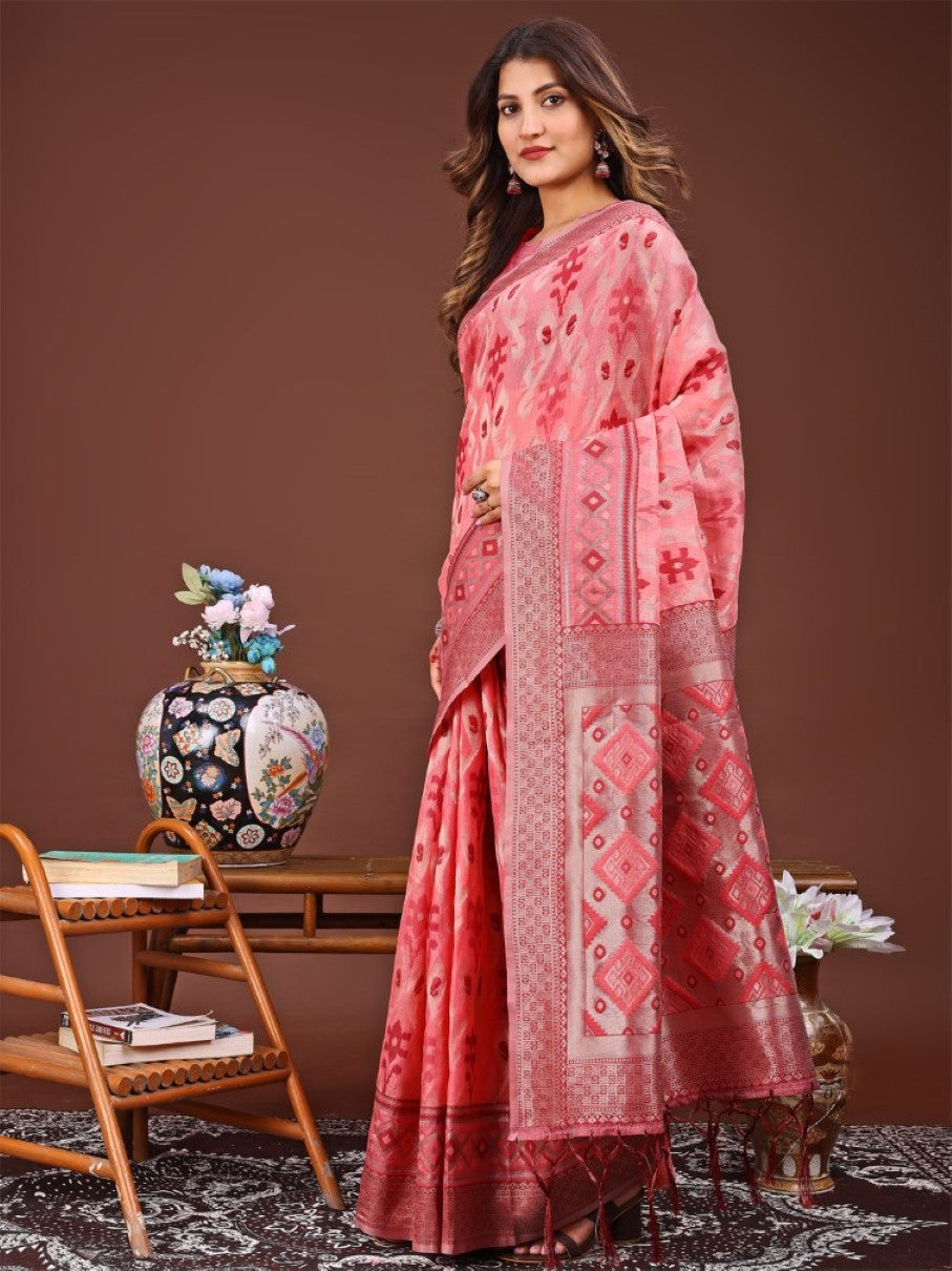 Anaita Red Banarasi Silk Saree With Blouse | Grocsy