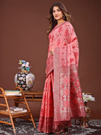 Anaita Red Banarasi Silk Saree With Blouse | Grocsy