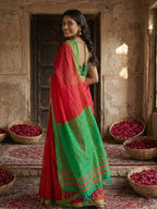 Anaita Red Cotton Printed Saree With Blouse | Grocsy