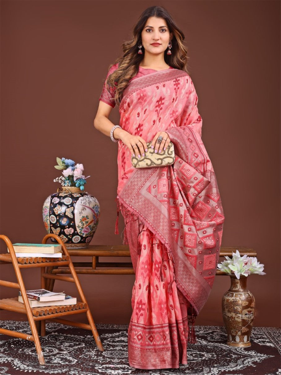 Anaita Red Banarasi Silk Saree With Blouse | Grocsy