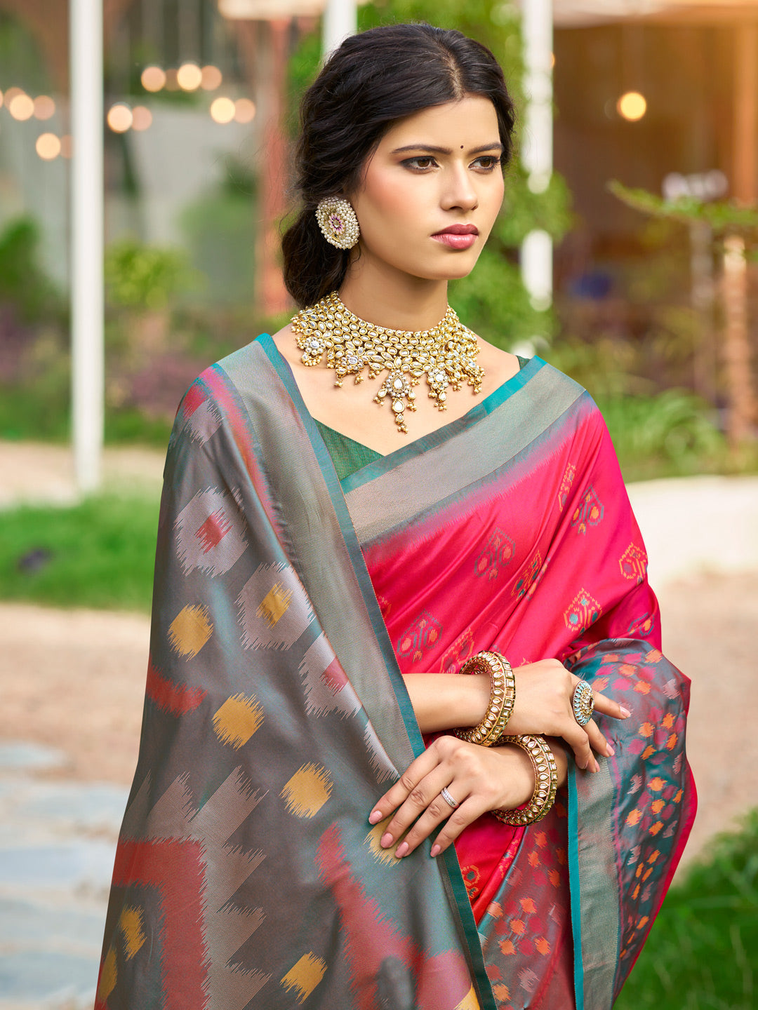 Anaita Red Soft Silk Saree With Floral Printed Work With Blouse | Grocsy