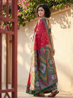 Anaita Red Pochampally Printed Saree With Blouse | Grocsy