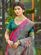 Anaita Red Soft Silk Saree With Floral Printed Work With Blouse | Grocsy