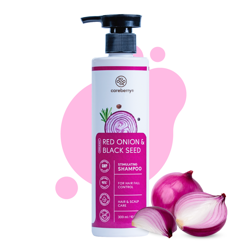 Careberry Organic Red Onion & Black Seed Stimulating Shampoo For Anti Hair Fall | Grocsy