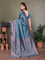 Vedant Vastram Litchi Silk Banarasi Silk Saree - Rama | Grocsy