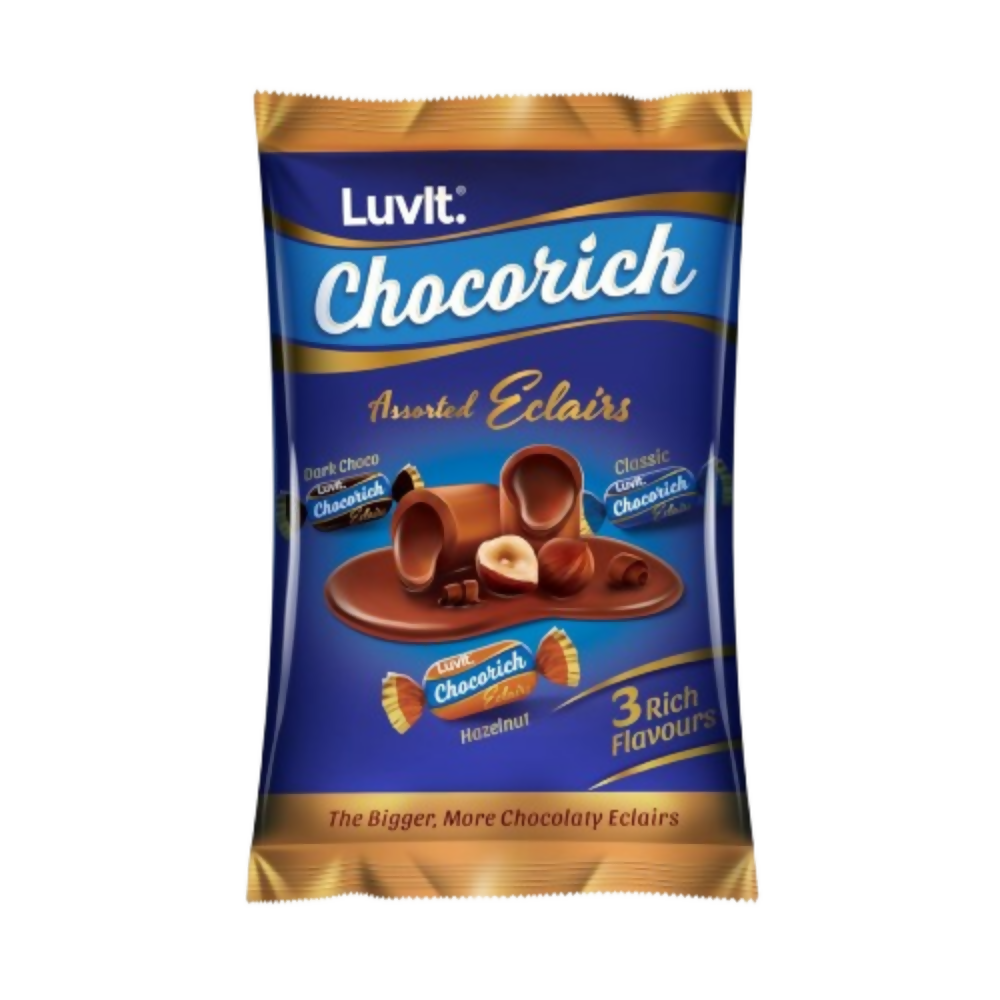 LuvIt. Chocorich Assorted Eclairs Chocolate Birthday Pack - Hazelnut, Dark Choco & Classic | Grocsy