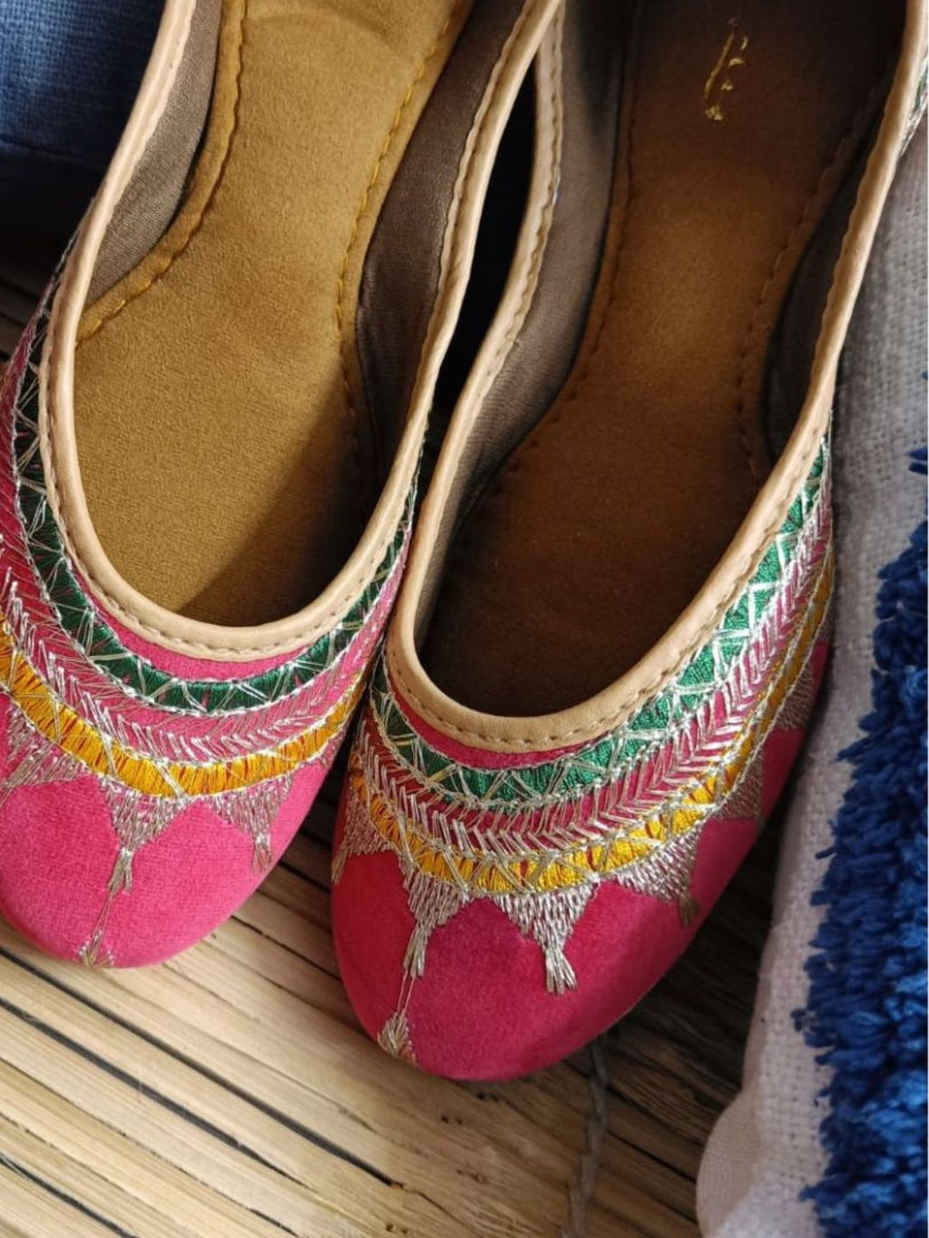 Desi Colour Women Indian Ethnic Footwear-New Mid Range- Pink Zari | Grocsy