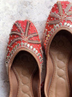 Desi Colour Women Indian Ethnic Footwear-Red Half Wheel | Grocsy