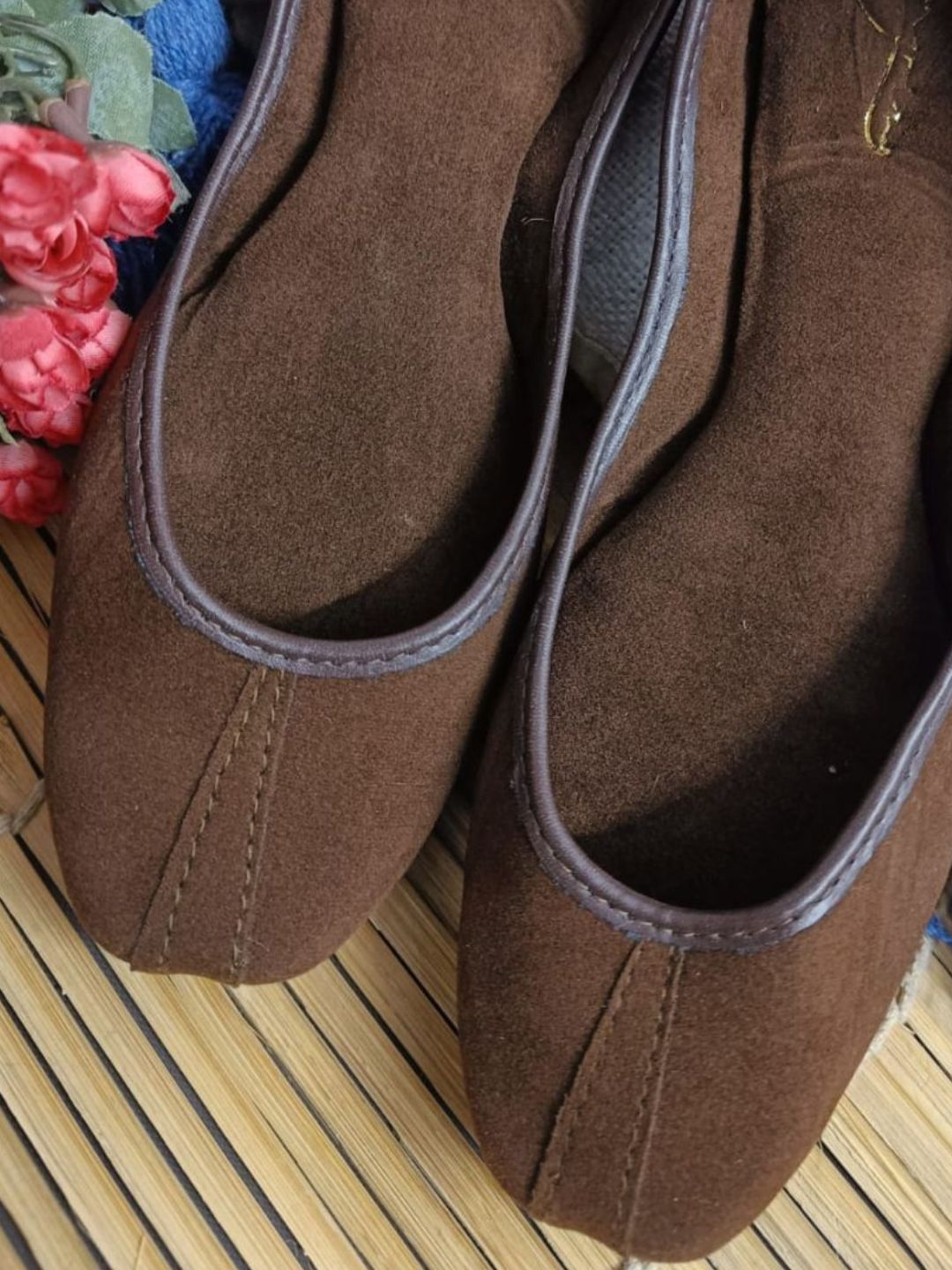 Desi Colour Women Indian Ethnic Footwear-Basic Suede -Brown | Grocsy