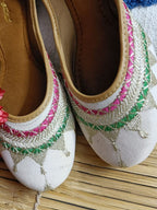 Desi Colour Women Indian Ethnic Footwear-White Zari Work | Grocsy