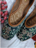 Desi Colour Women Indian Ethnic Footwear-Dark green Flower | Grocsy