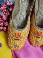 Desi Colour Women Indian Ethnic Footwear-Party Wear Orange Pearl | Grocsy
