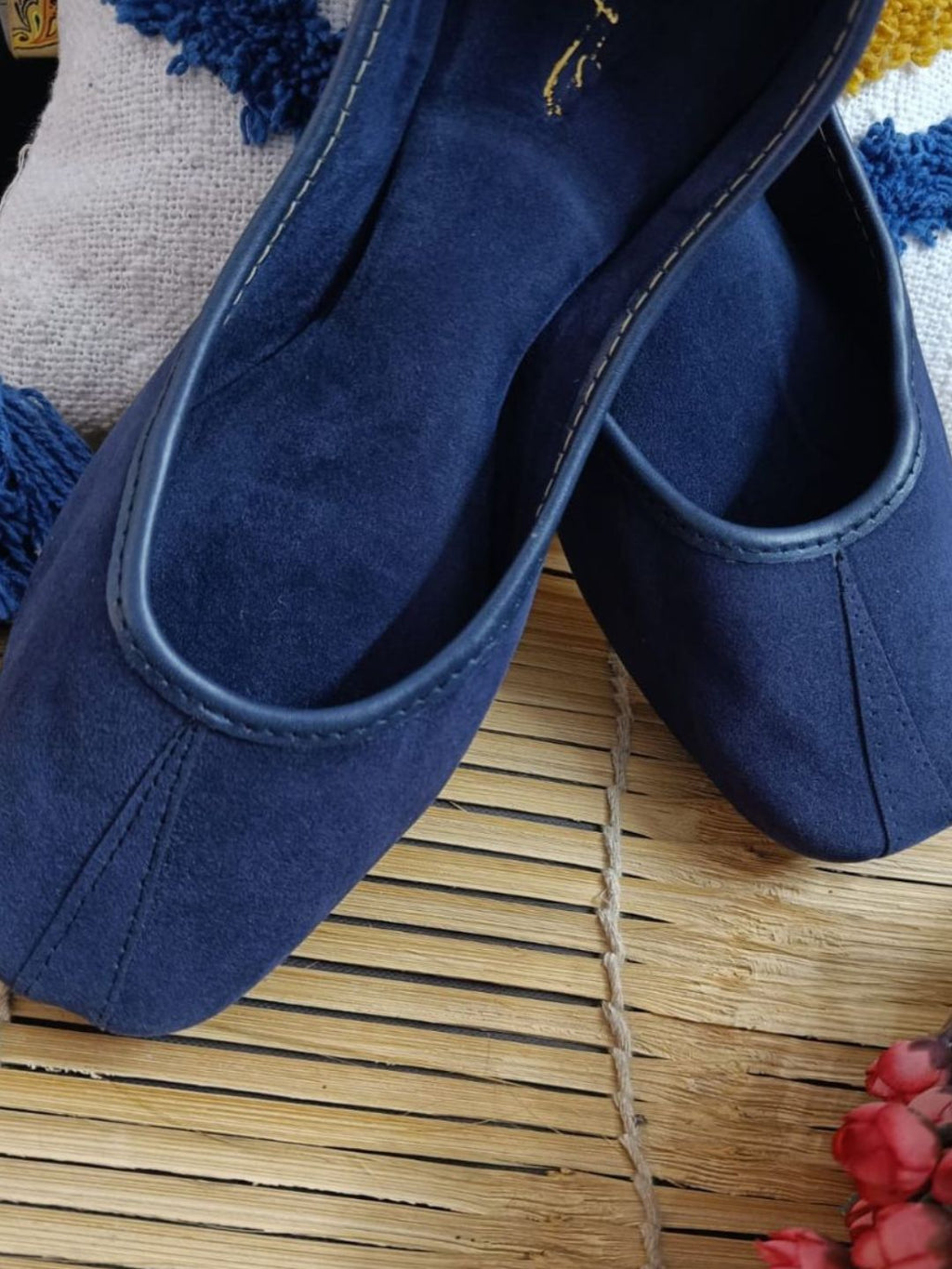 Desi Colour Women Indian Ethnic Footwear-Basic Suede -Blue | Grocsy