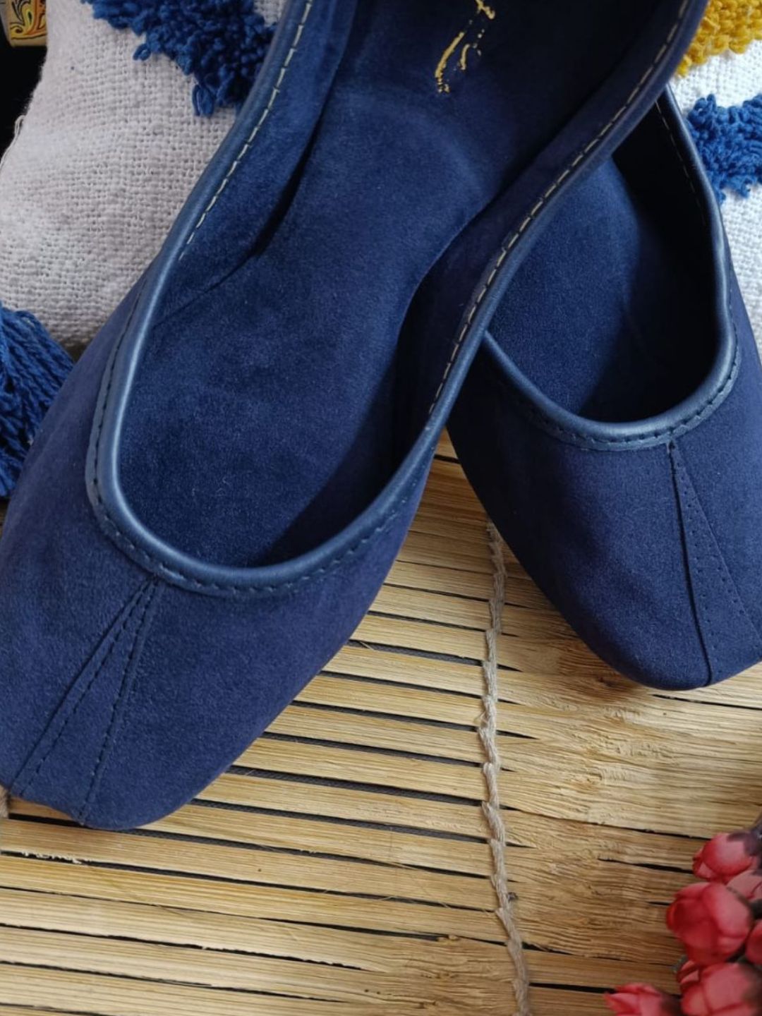 Desi Colour Women Indian Ethnic Footwear-Basic Suede -Blue | Grocsy