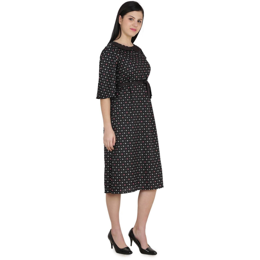 Kanoor Garments Women's Black Frock Style Collar Neck Kurti | Grocsy