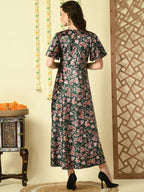 Myshka Women's Multi Printed Velvet Party Dress | Grocsy