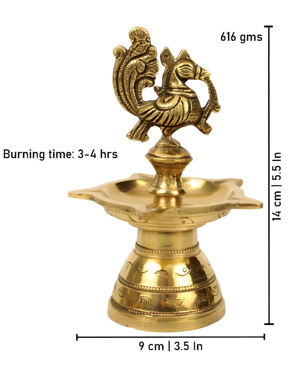 Spillbox Gold-Toned Brass Annam Five Face Diya Pooja Essential | Grocsy