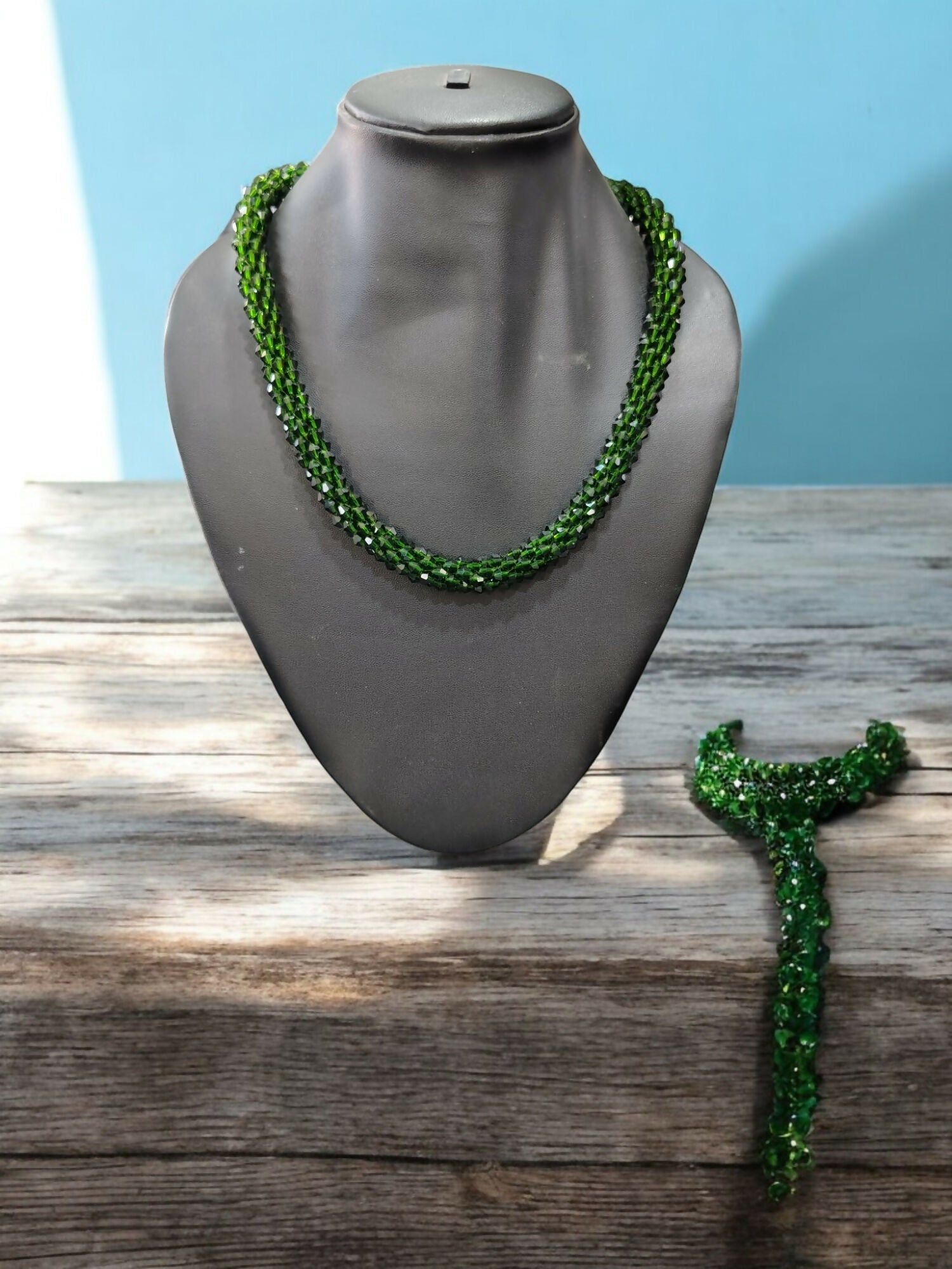 Inhanns Noor-E-Jalwa – Handmade Crystal Bead Necklace -Adjustable - Green Only Necklace | Grocsy