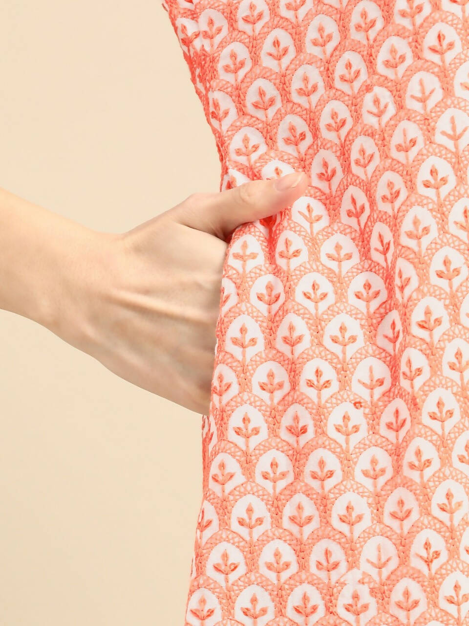 Deeps women's Orange Embroidered Rayon Kurta | Grocsy