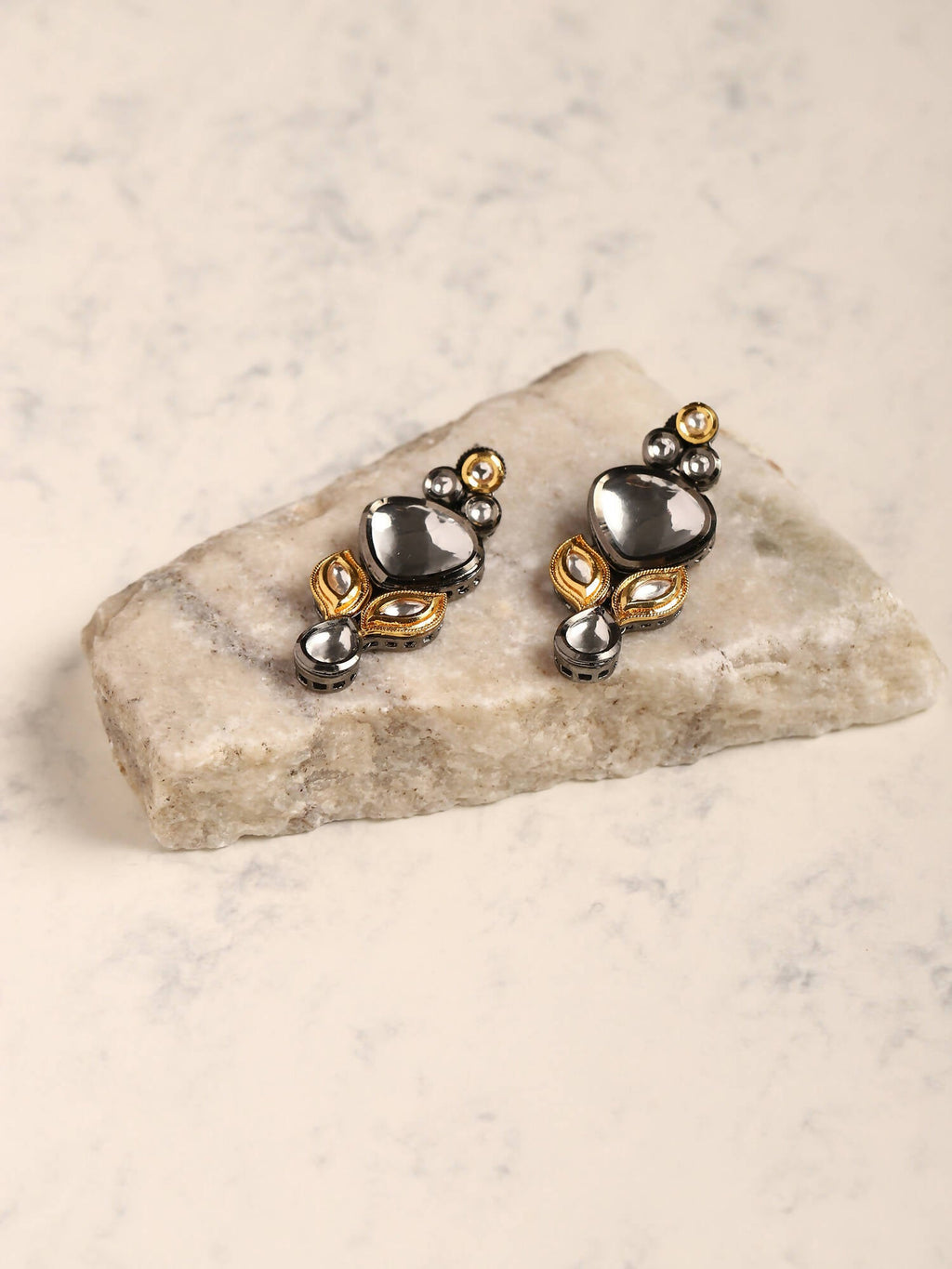 Silver-Plated Contemporary Drop Earrings - Ruby Raang | Grocsy