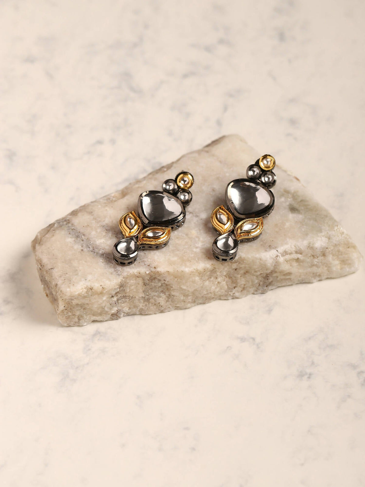 Silver-Plated Contemporary Drop Earrings - Ruby Raang | Grocsy