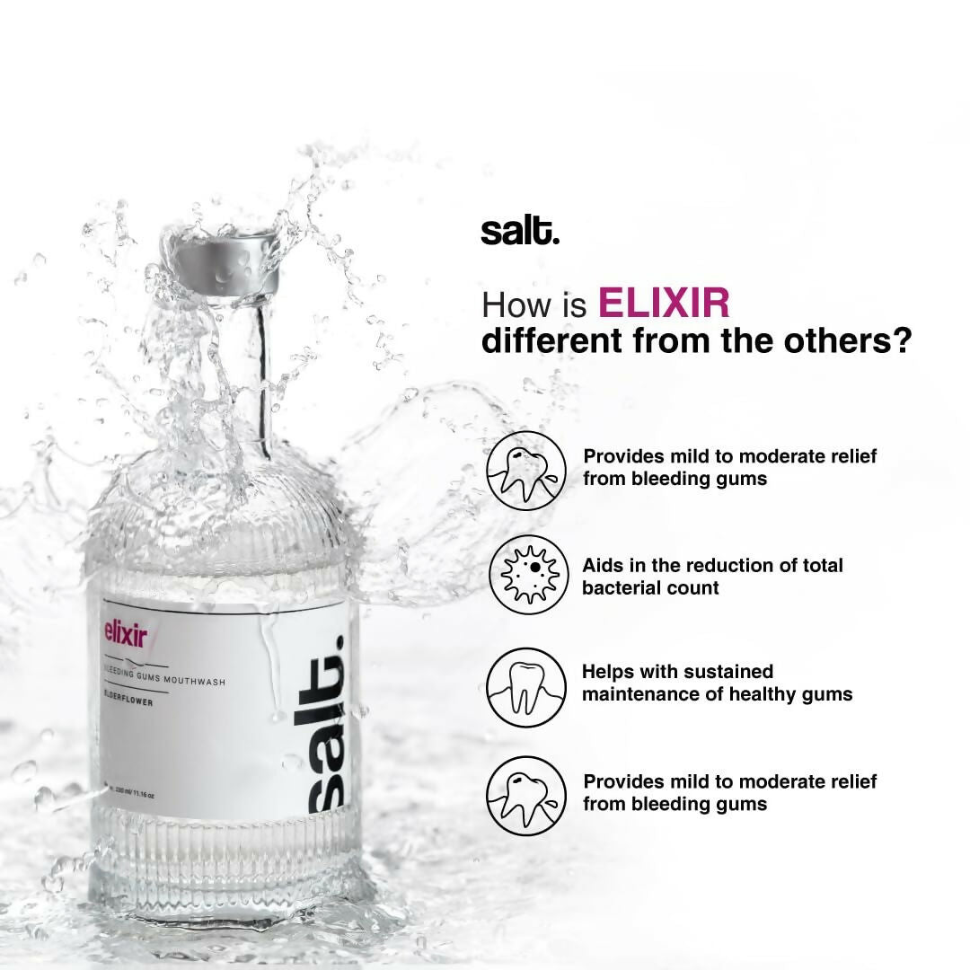 Salt. Oral Care Elixir Gum Healing Mouthwash Natural Relief for Bleeding & Swollen Gums Aloe Vera, Sage & Elderflower Formula | Grocsy