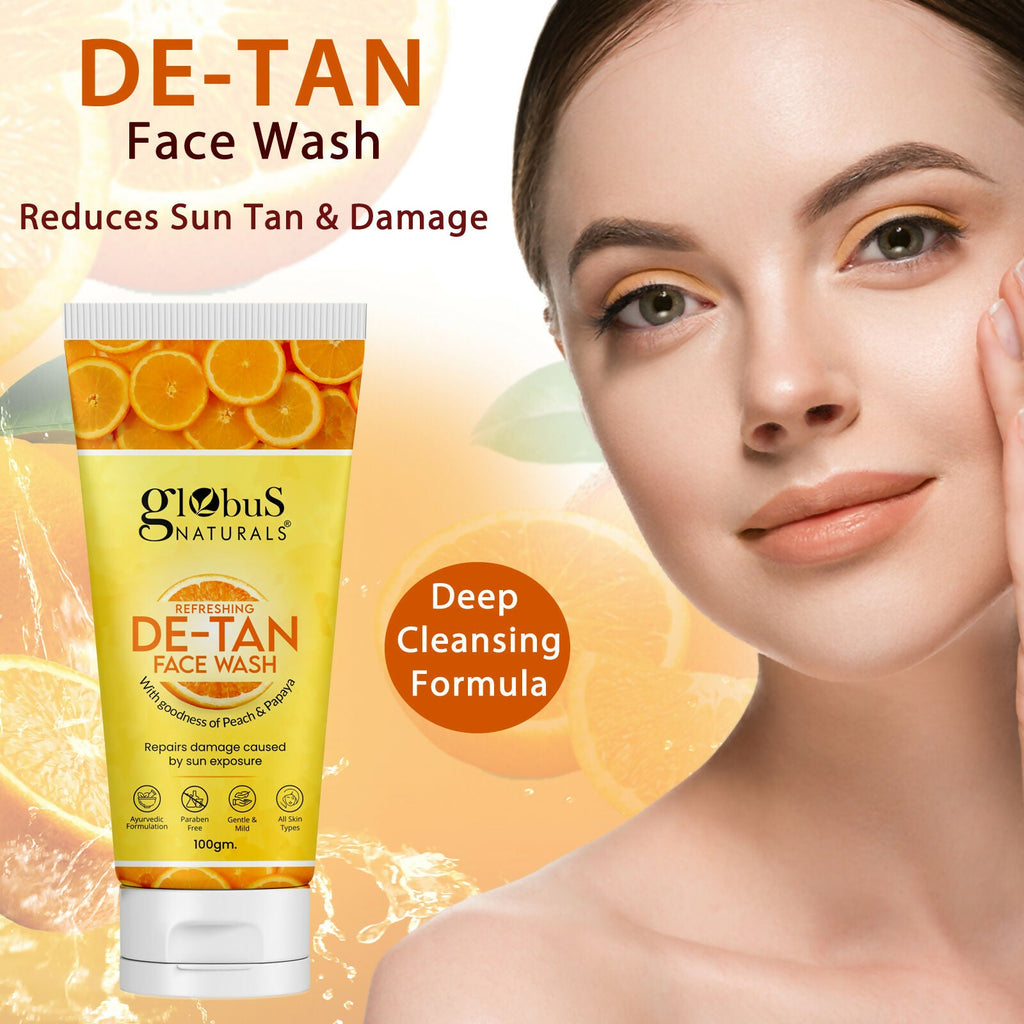 Globus Naturals De Tan Face Wash, Suitable For All Skin Types | Grocsy