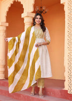 Alvano Printed 3Pcs Kurti Set for Women's and Girls Rayon | Grocsy