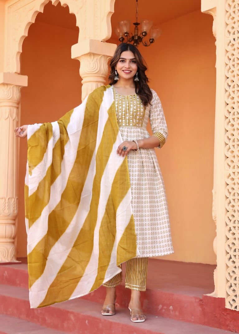 Alvano Printed 3Pcs Kurti Set for Women's and Girls Rayon | Grocsy