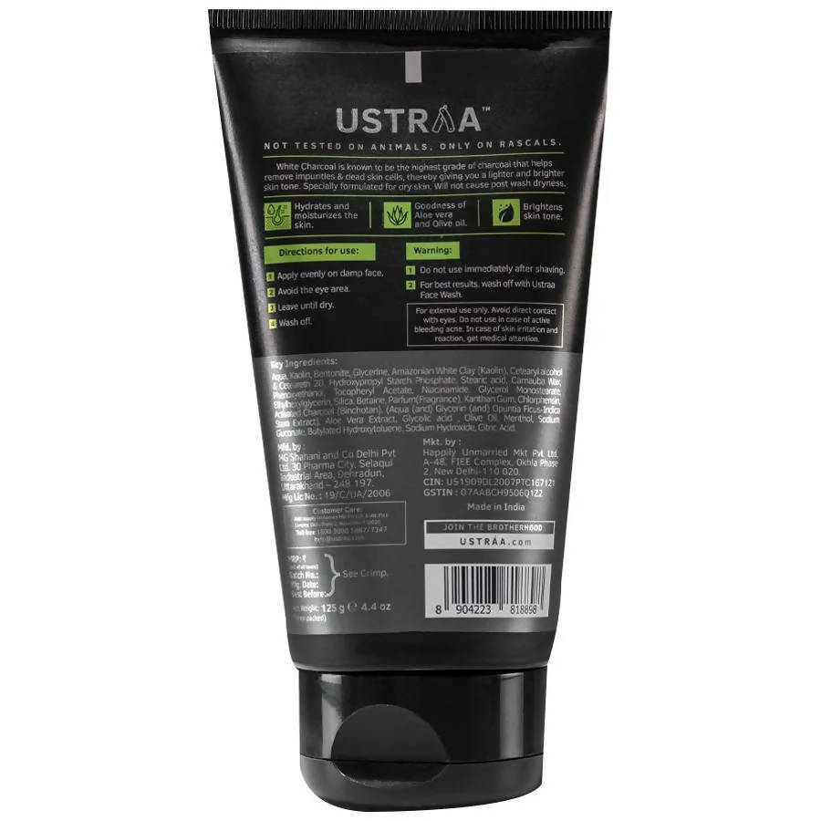 Ustraa Charcoal & Alove Vera De-Tan White Face Mask | Grocsy