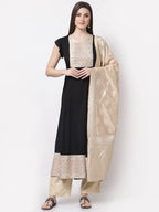 Myshka Black Color Rayon Embroidered Half Sleeve Anarkali Kurta With Dupatta | Grocsy