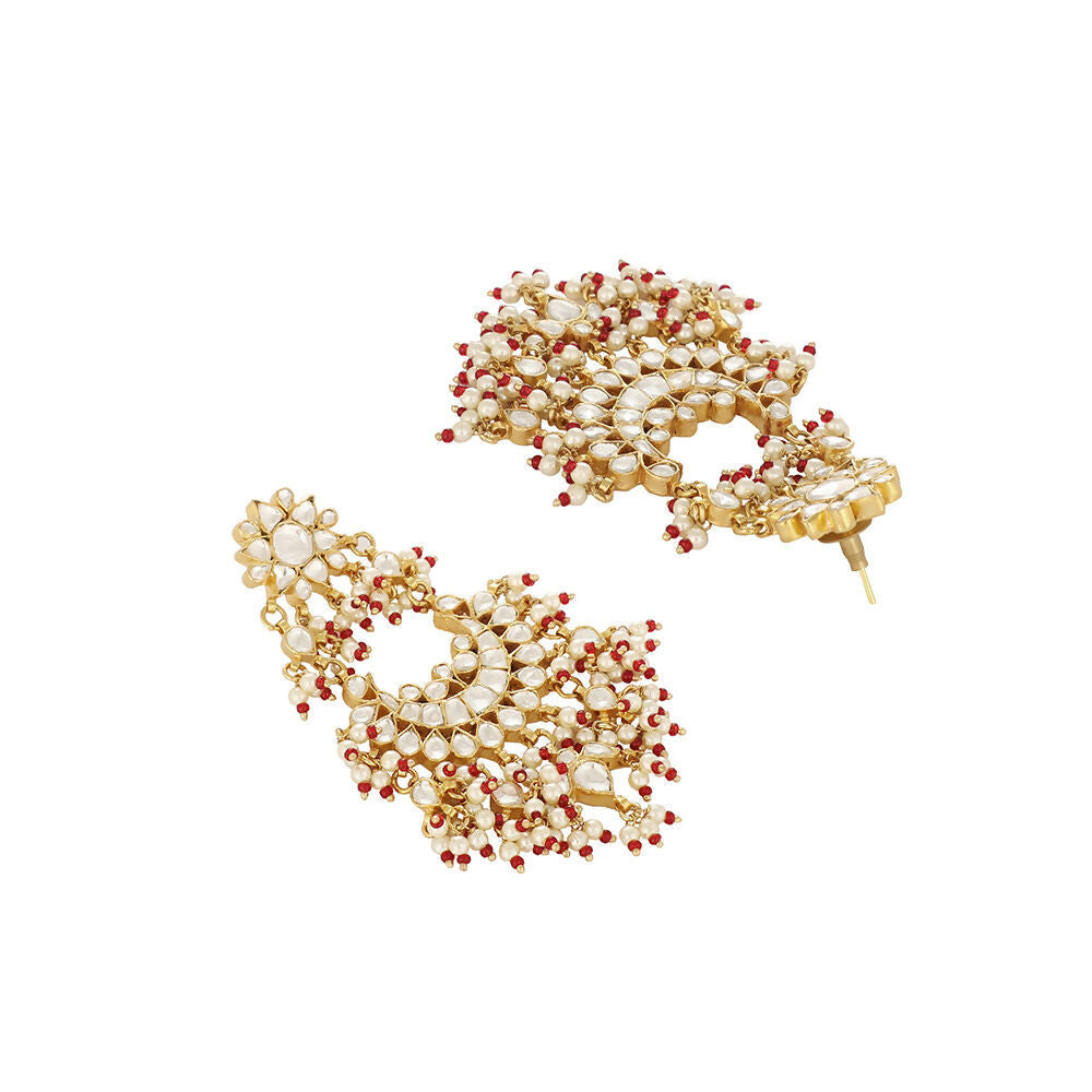 Nuyug 22K Gold Plated Pearl Empress Chandbali Earrings | Grocsy