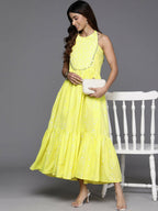 Ahalyaa Women's Traditional wear Dress - Yellow | Grocsy