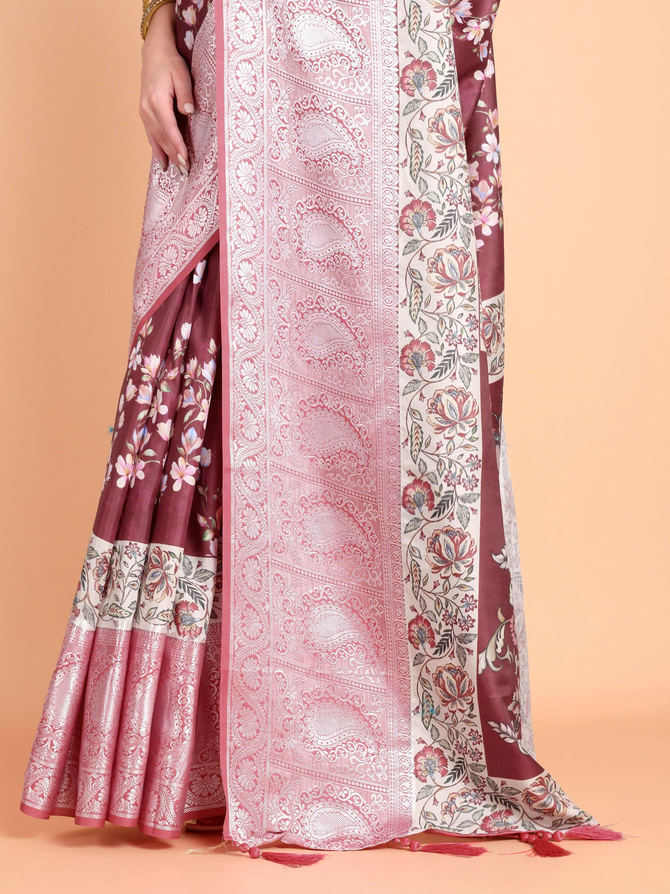 Vamsee Bhavi Maroon Georgette Saree | Grocsy