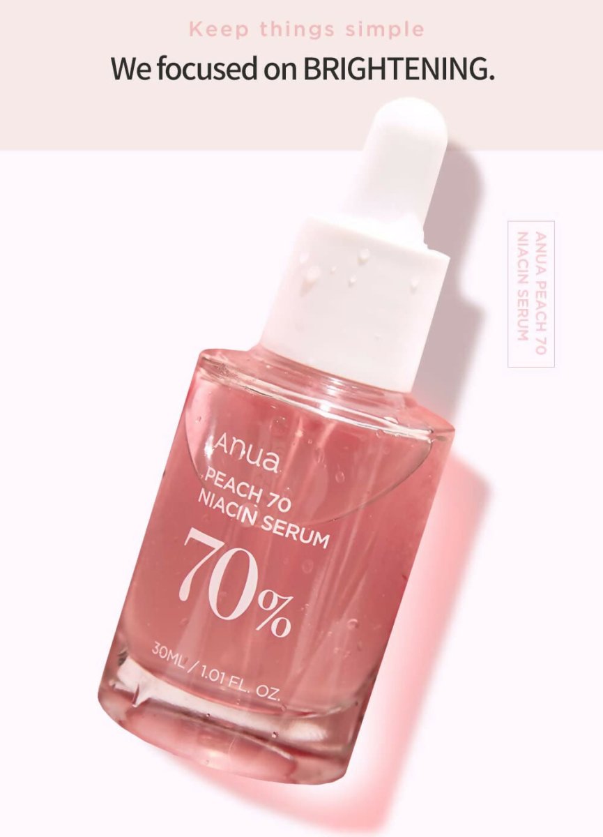 Anua Peach 70% Niacinamide Serum Brightening Hydrating Face Serum, Reducing Melanine Daily Clean Beauty - Korean Skincare | Grocsy