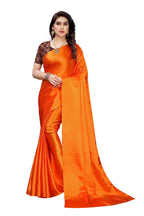 Vamika Plain Orange Satin Saree (SATIN GLORY ORANGE) | Grocsy