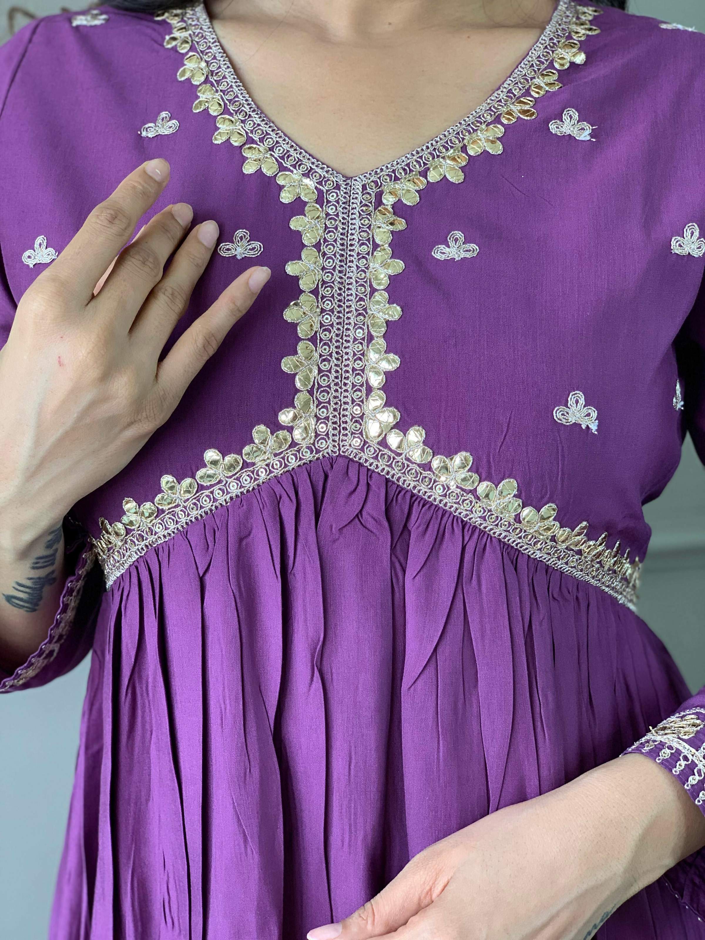 Partywear Designer BSY Viscose Purple Stitched Suit With Dupatta - Tanisha | Grocsy