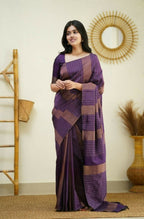 Partywear Designer Purple Banarasi Silk Fancy Saree - Starwalk | Grocsy