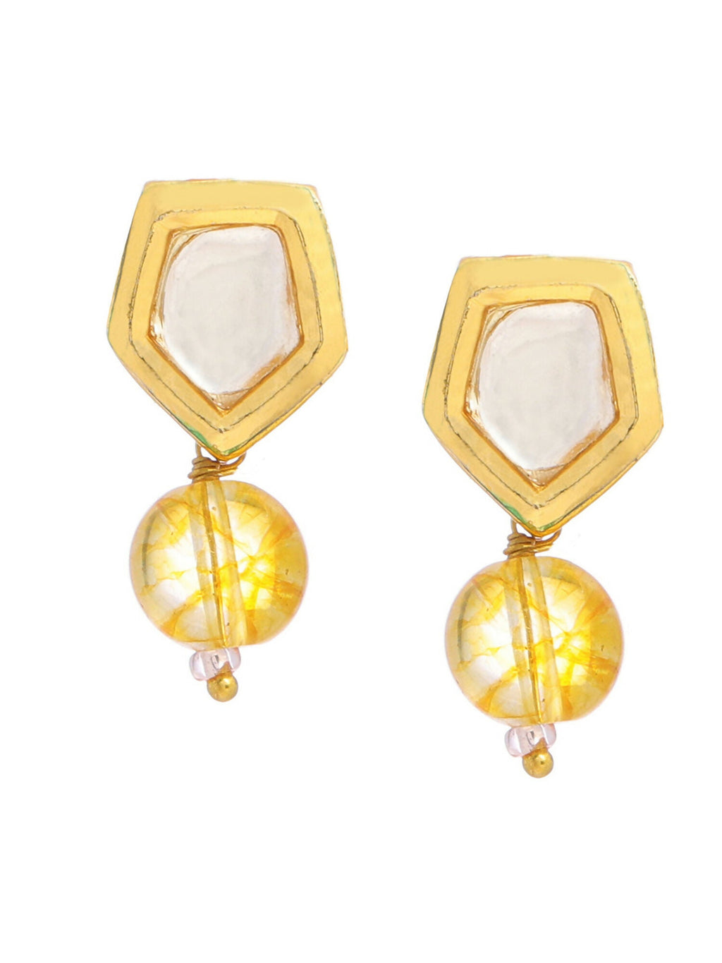 Ruby Raang Yellow Citrine Kundan Studs | Grocsy