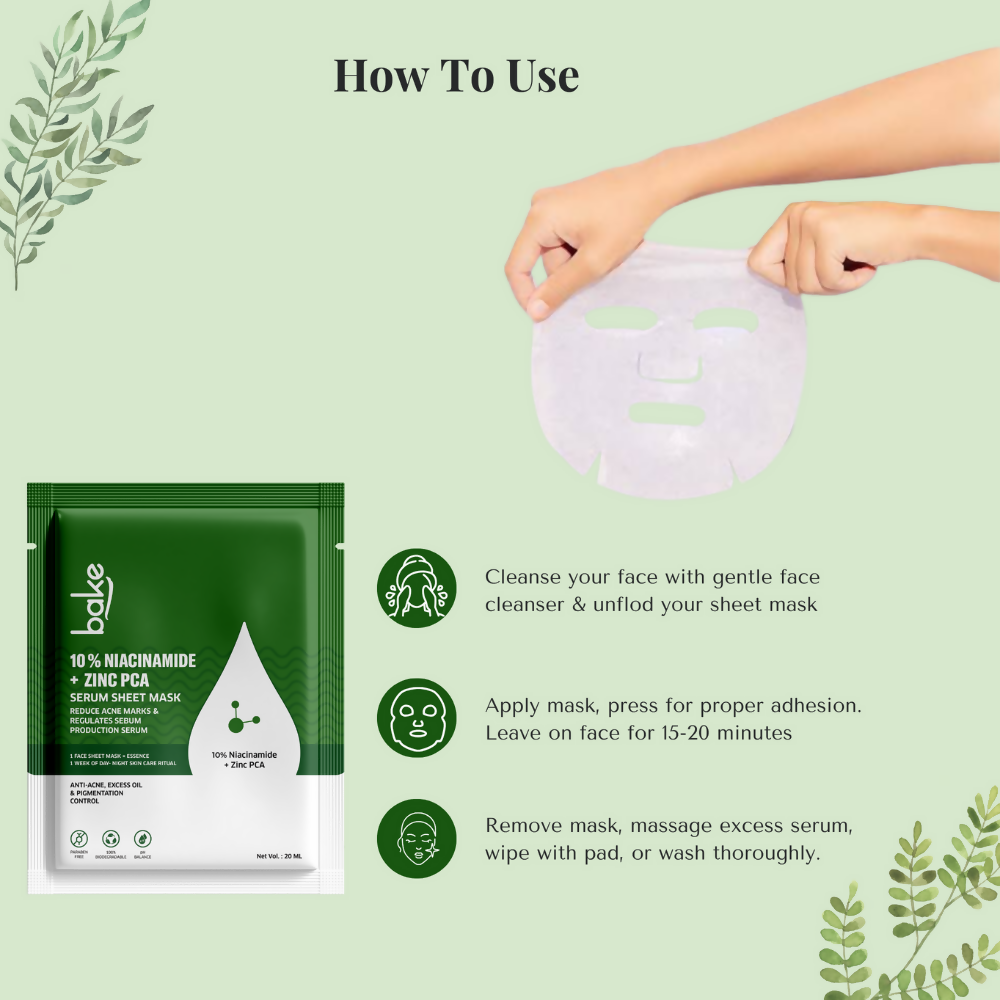 Bake 10% Niacinamide + Zinc PCA Serum Sheet Mask | Grocsy