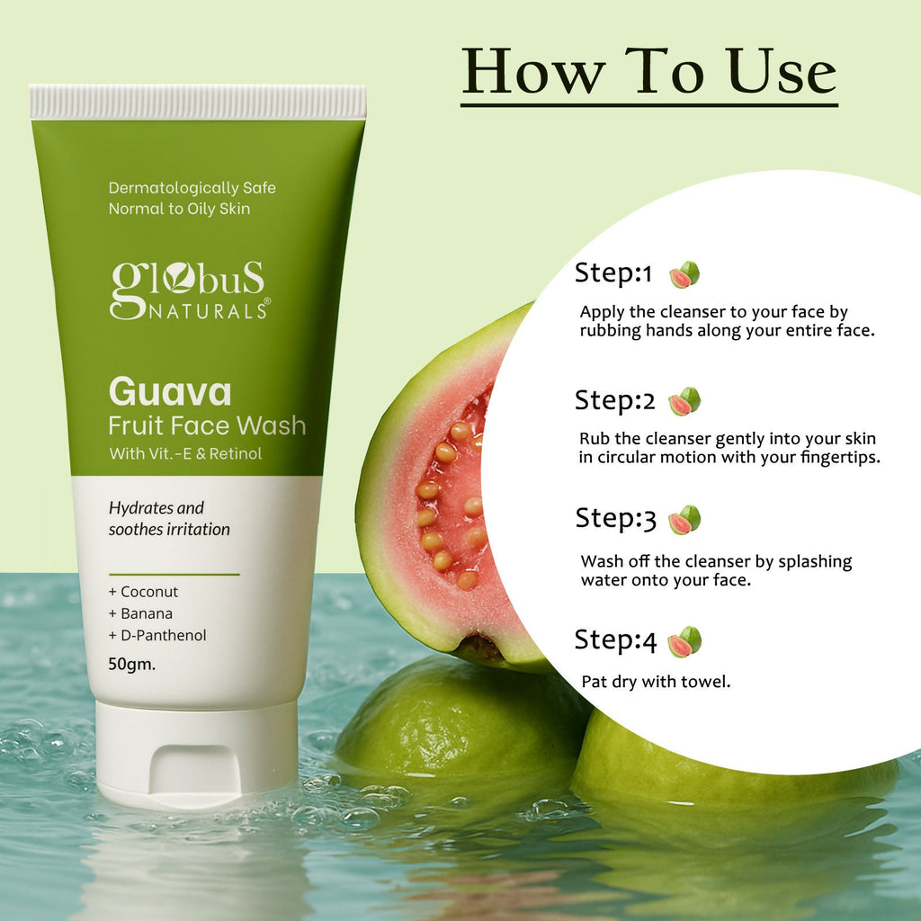 Globus Naturals Guava Fruit Face Wash with Vitamin E & Retinol | Grocsy