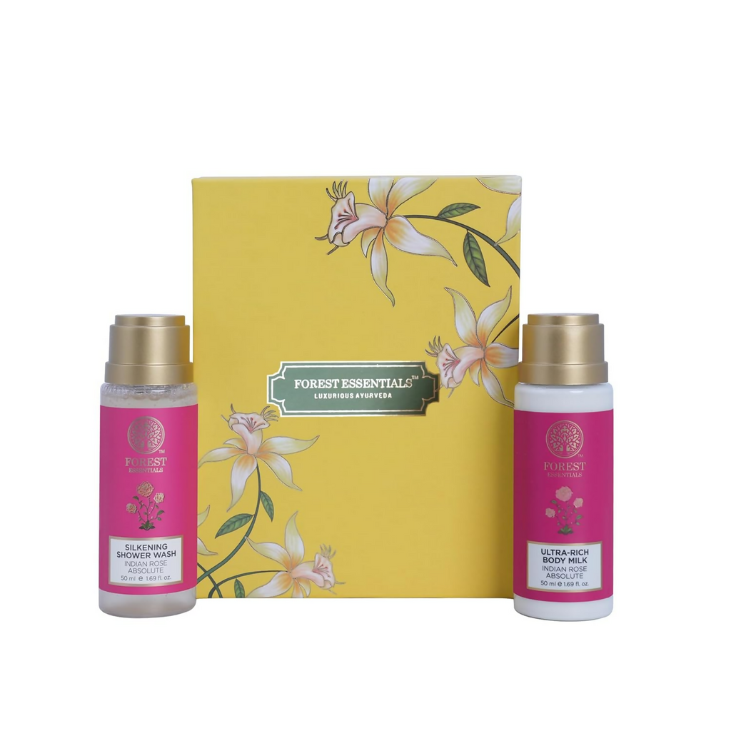 Forest Essentials Indian Rose Body Care Duo Gift Box | Grocsy
