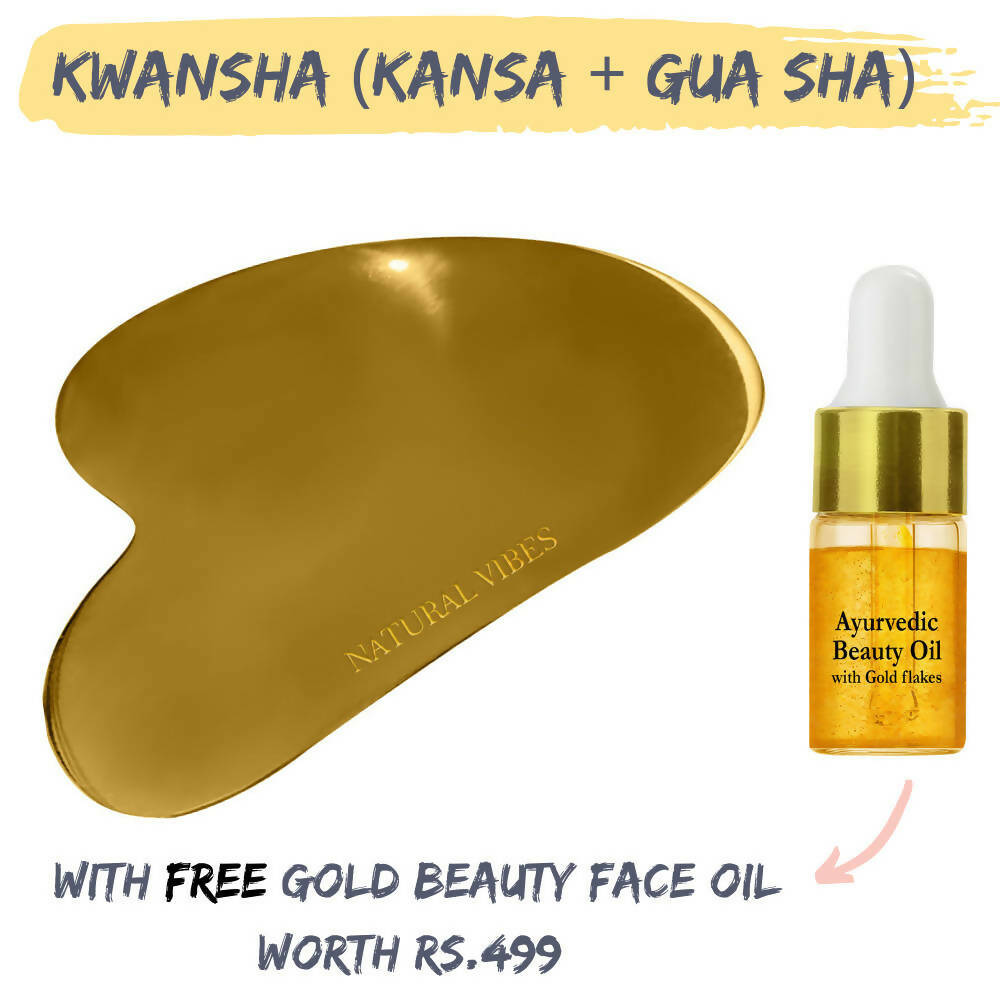 Natural Vibes Kwansha Face Massager with Free Gold Beauty Elixir Oil | Grocsy