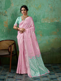 Shree Shyam Fashion Pink Linen Cotton Saree | Grocsy